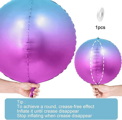 6Pcs Gradient Purple Round Foil Balloons, Metallic Purple Foil Balloon - Image 7