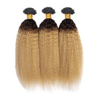30 32 34 Inch Ombre Bundles Human Hair 1B27 Kinky Straight Bundle Niegmeag Virgin Remy Hair Extensions Double Weft 2 Tone Black and Honey Blonde Yaki Straight Bundle Hair Weave