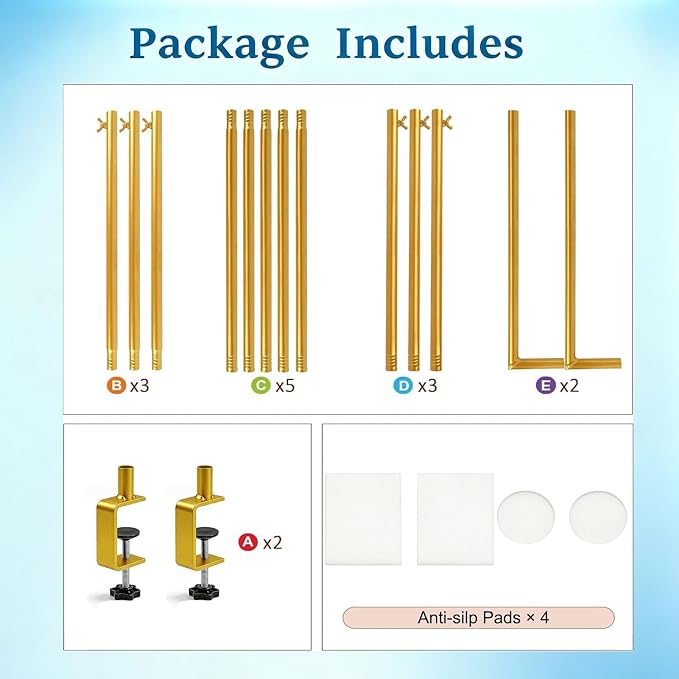 Over The Table Rod Stand with Clamps, Adjustable 31"-110'' Length 31"-64" - Image 6