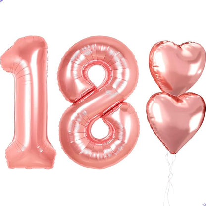 Rose Gold 18th Birthday Decorations, 40 inch Large 18 Balloon Numbers by Unknown