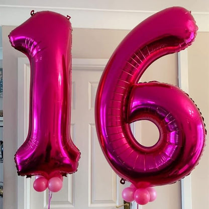 Hot Pink 16 Balloon Numbers, 40 Inch 16th Birthday Balloon Foil Mylar Number - Image 3