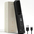 Hair Straightener Brush Cordless, 30s Fast Heating 300Million Negative Ions Hair Straightening Comb Frizz-Free with 6 Temps, 10000mAh Rechargeable Battery Portable for Women Travel Quick Touch-ups