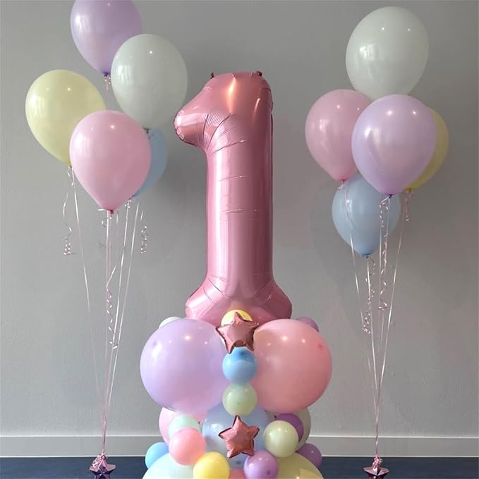 40 Inch Pastel Pink Foil Balloon Number 4, Large Self Inflating Light Pink - Image 6