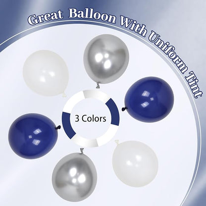 60pcs Navy Blue and Silver Balloons 12inch - Image 4