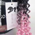 Helmet Pigtails Gradient Ramp Helmet Curly Ponytail Helmet Hair with Suction Cup for Motor Bike 2PCS 14inch Ombre Black to Pink (Helmet not Included)