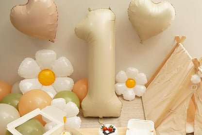 Number 1 Balloon Beige, 40 Inch Large Cream Foil 1 Helium Balloons - Image 5
