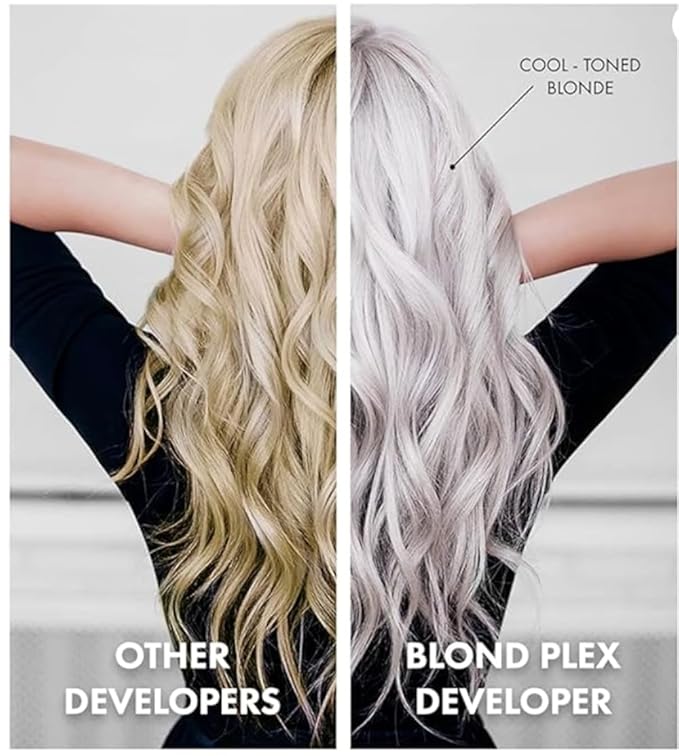 HAIR BAR NYC 30 Volume - Blond Plex Anti-Yellow Porfessional Lightening System for Charcoal Hair Bleach - Violet Developer with Plex, Reduce Brassy, Eliminates Orange Tones 33.8oz/1lt