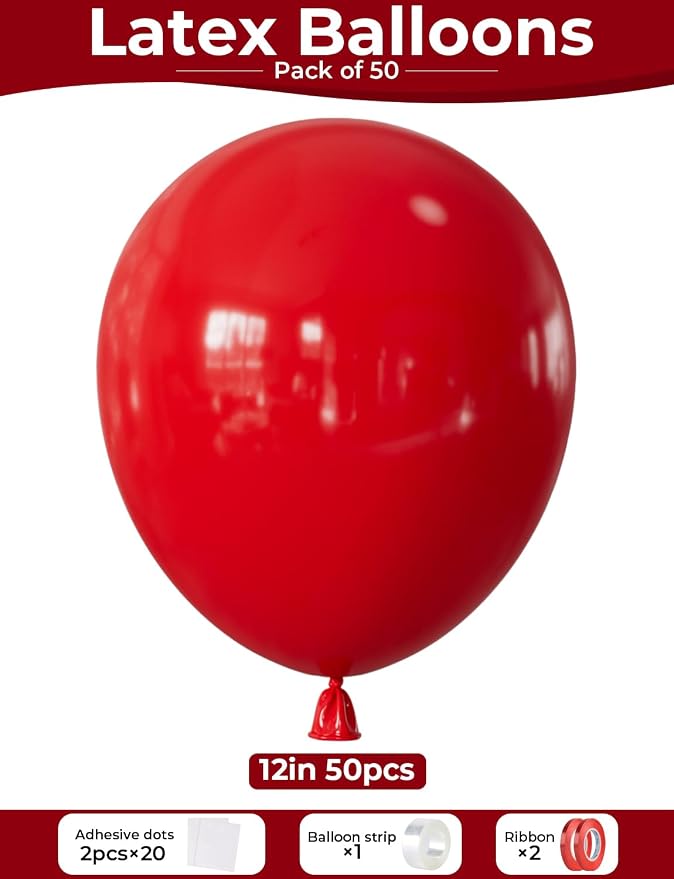 Red Balloons, 12 Inch Red Latex Balloons - Image 4