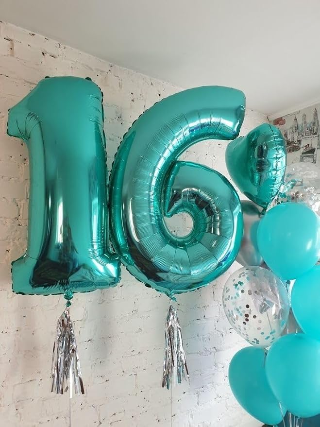 Happy Birthday Balloon 40 Inch Blue-Green 5 Balloon - Image 4