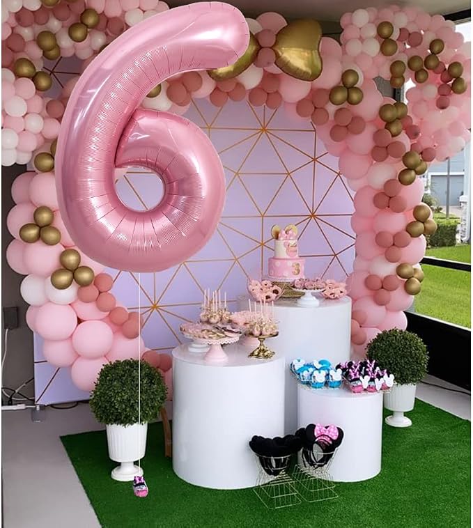 TONIFUL 40 Inch Pink Number 6 Balloons Large Foil 6th Birthday Decorations | - Image 5