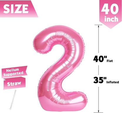 40 Inch Pink Number 2 Balloon Birthday Party Decorations - Image 5