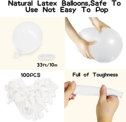 EMART White Balloons 12 Inch 100pcs, Latex Balloons - Image 4