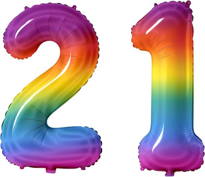 Number 21 Balloons for 21st Birthday Party Decorations, 0-100 Large No.21 by Joycard
