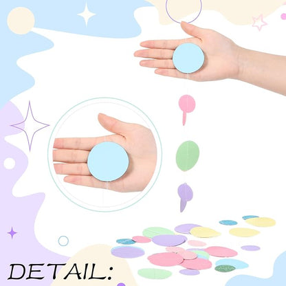 Outus 10 Pieces Colorful Circle Garland Banner Hanging Paper Dot Decorations - Image 3