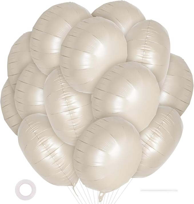 20 Pcs Cream White Round Balloons, 18 Inch Round Foil Balloon, Giant Round by YOTHORN