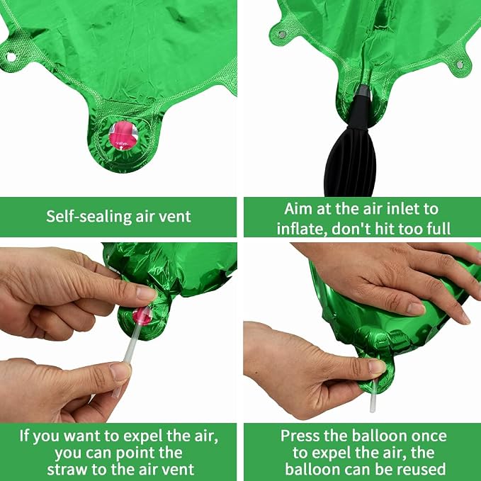 TONIFUL 65 Pcs 16 Inch Green Happy Birthday Balloons and 2 Sets A-Z Foil - Image 3
