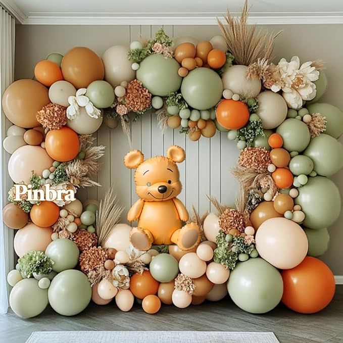 Dusty Green Orange Balloon Garland Double Stuffed Blush Brown Nude Balloon Arch - Image 2
