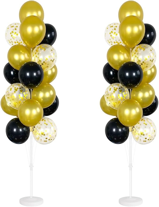 Leesoot 2 Sets Black & Gold 74" Floor Balloon Column Kit by Unknown