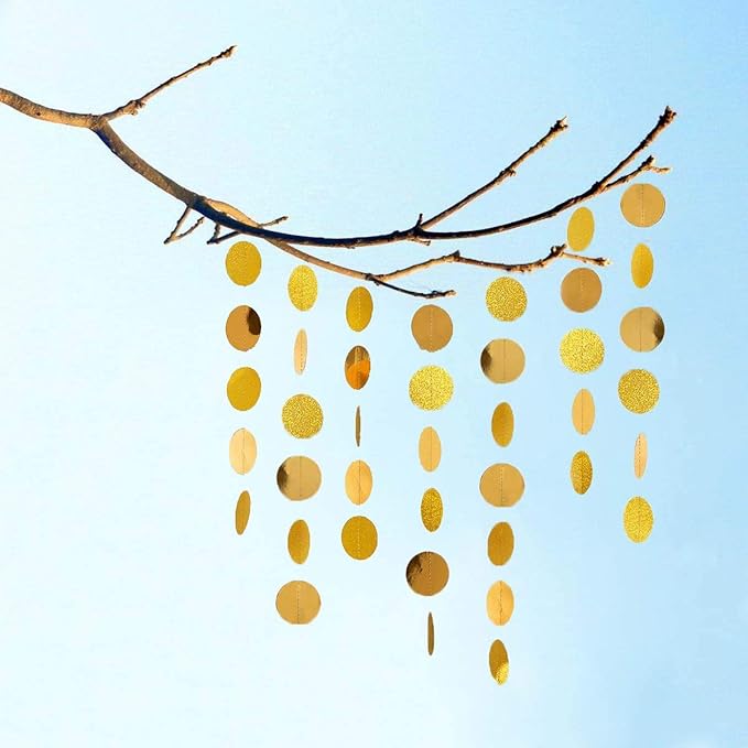 6 Pcs Glitter Gold Paper Circle Dots Garland - Image 4