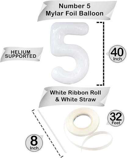 KatchOn White Number 5 Balloons - Image 4