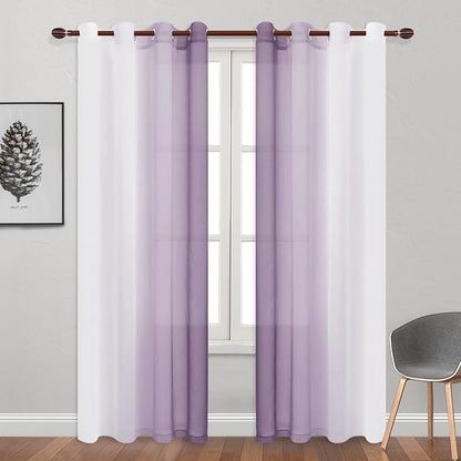 DWCN Faux Linen Ombre Sheer Curtains - Image 2