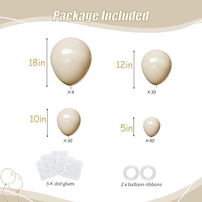 104pcs Sand White Balloon Garland Arch Kit Different Sizes 18/12/10/5 Inch | - Image 2
