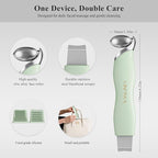 Blackhead Scraper Tool & Skin Scrubber Face Spatula for Blackhead Removal, Pore Cleaning, with Cooling Ice Roller & 2 Silicone Brush Heads (Sage Mist)