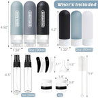 20 Pack Travel Bottles Set, TSA Approved Travel Size Toiletries Containers, Leak Proof Shampoo and Conditioner Bottles, Refillable Travel Essentials Toiletry Bottles (Dark Color)