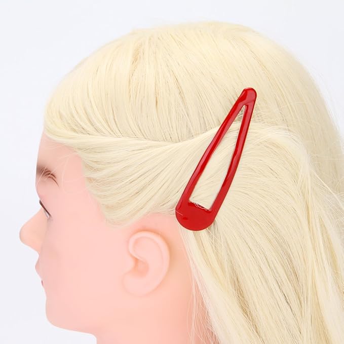LONEEDY Pack of 10 Large Metal Stoving Varnish Hair Snap Clips,3.5 inch Long No-slip Hair Clips Barrettes For Women and Girls (Red)