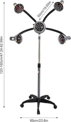 5-Head Salon Hair Steamer - 750W Infrared Heat Lamp, Standing Infrared Heater, Adjustable 47-63" Height for Perm & Hair Care (Black)