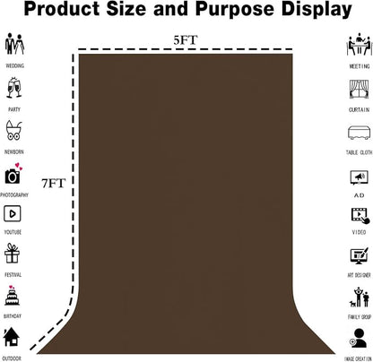 Brown Photography Backdrop for Photoshoot, Fabric 5x7ft | Polyester Studio - Image 3