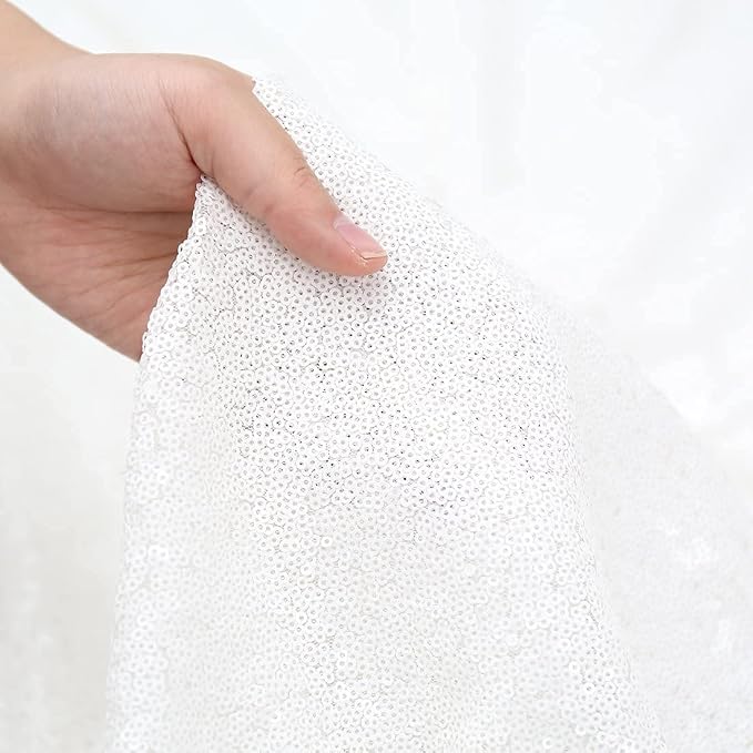 Poise3EHome 8FT x 8FT White Sequin Photography Backdrop Curtain - Image 8