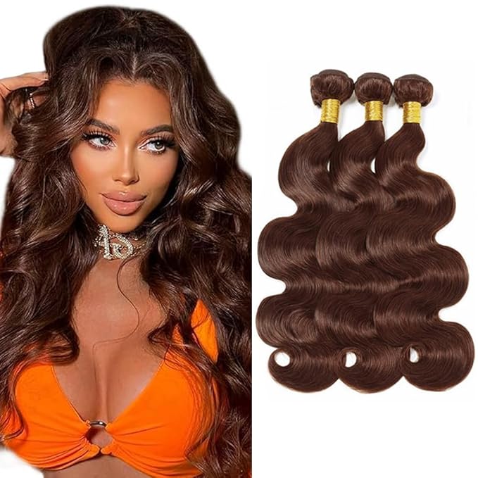 26 28 30 Inch Chocolate Brown Bundles Human Hair Color 4 Body Wave Bundle Brazilian Virgin Remy Hair Extensions Niegmeag Double Weft Dark Brown Body Wave Bundle 300g
