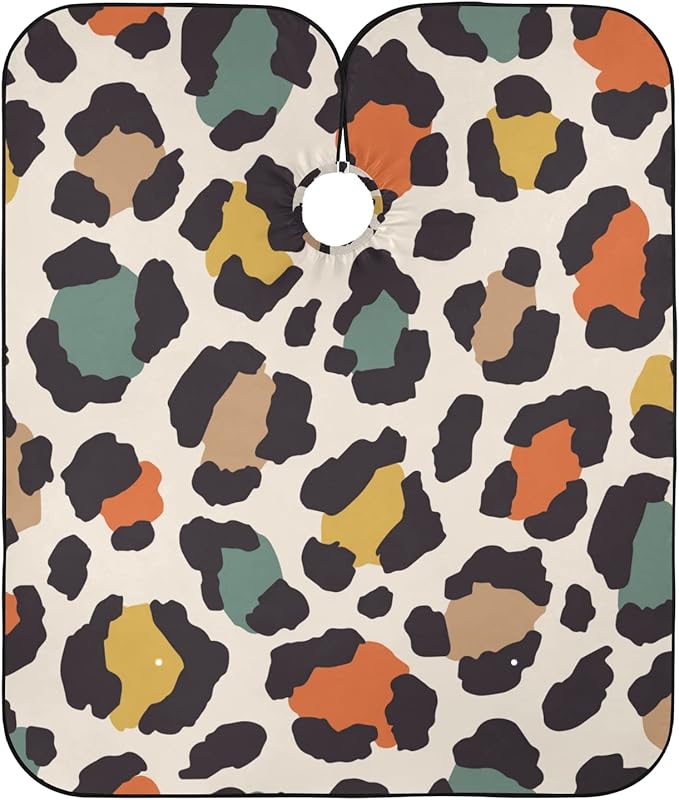 ALAZA Vintage Elegant Leopard Spot Barber Cape for Men Women, Waterproof Haircut Apron Beard Shaving Bib Hair Cutting Cloth 55 x 65 Inch