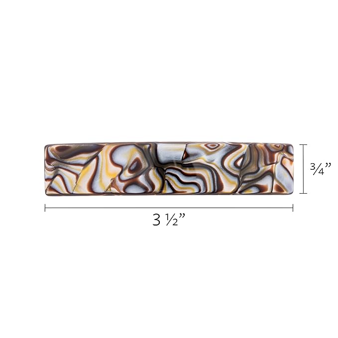 Faux Shell Hair Barrette for Thin Hair, Classic Rectangle French Barrette for Women, Lightweight and Comfortable, Strong Hold, Onyx Grey | France Luxe