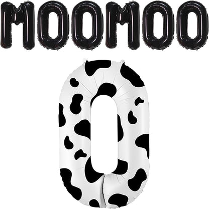 40 Inch Cow Print Balloon, Number 0 Balloons - Image 2