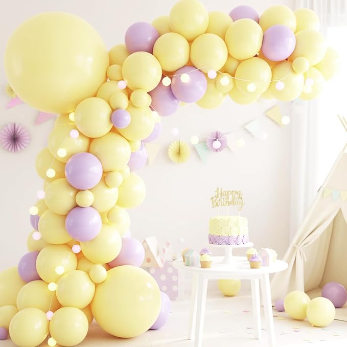 RUBFAC Pastel Yellow Balloons Different Sizes Light Yellow Balloon 154pcs | - Image 7