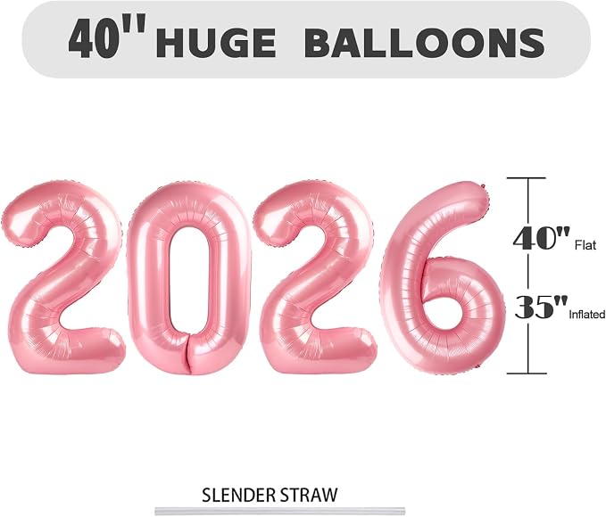 Number Balloons 2026 Balloon Pearl Pink - Image 5