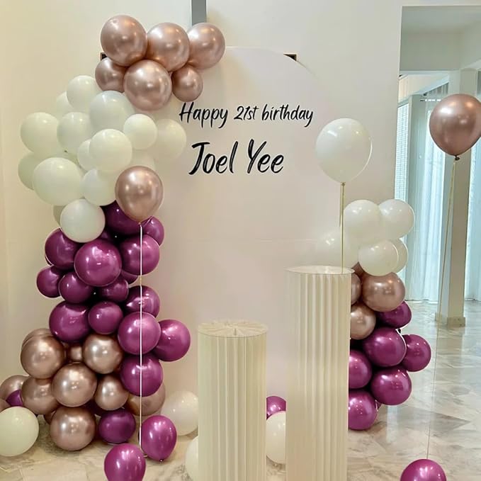 MEBAY Plum Purple White Gold Balloon Arch Kit - Image 6