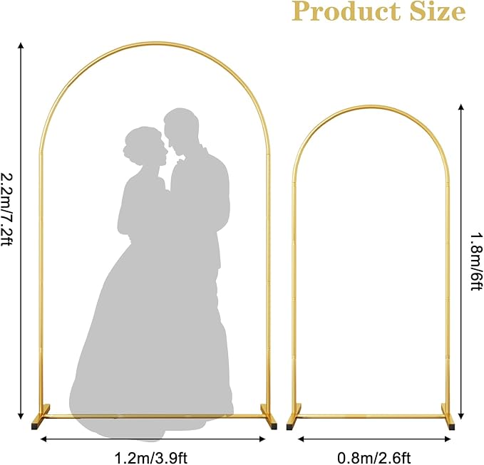 RUBFAC Wedding Arch Backdrop Stand, Metal Balloon Arch Stand | Gold Arch Stand - Image 2