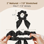 THXSILK 100% Mulberry Silk Bow Scrunchies 3-Pack, 22 Momme Mulberry Silk Hair Ties for Women, Cute Bunny Ear No Damage Ponytail Holders, Fashion Hair Accessories for Girls(M, Dark Colors)