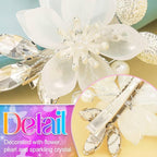 Heread Flower Bride Wedding Hair Clips Silver Leaf Bridal Hair Barrette Pearl Hair Accessories for Women and Girls (Pack of 2)