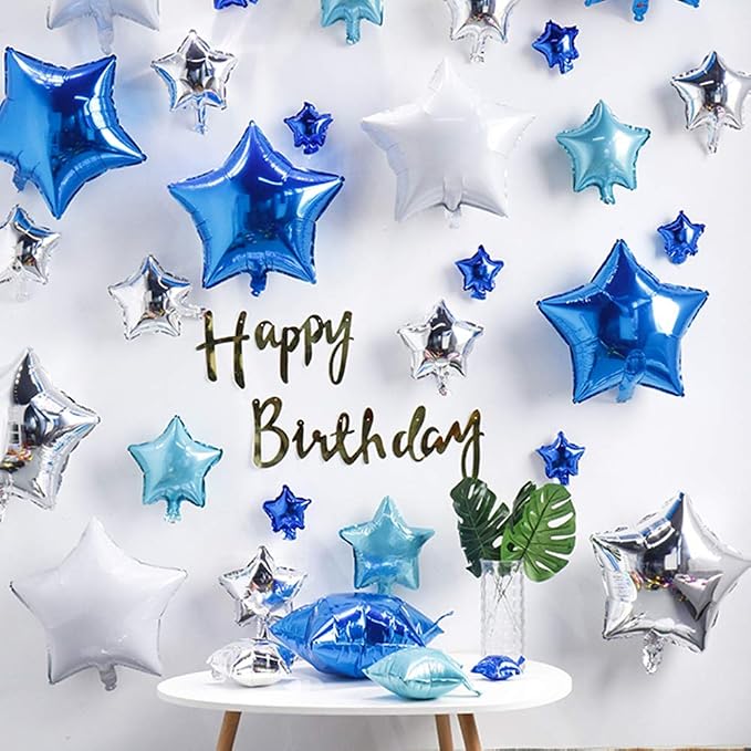 24 Pcs 18" Blue Star Balloons Foil Balloons Mylar Balloon - Image 3