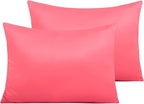 NTBAY Zippered Satin Pillow Cases for Hair and Skin, Luxury Standard Hidden Zipper Pillowcases Set of 2, 20x26 Inches, Coral Pink