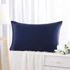 Satin Silk Pillowcase for Hair and Skin, Black Pillow Cases Standard Size Set of 4 Pack Super Soft Pillow Case with Zipper Closure (Navy, Queen(4 Pack))