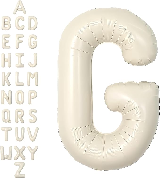 SUWEN 40 Inch Cream Large G Letter Balloons Big Foil Helium A-Z | Jumbo Mylar by SUWEN