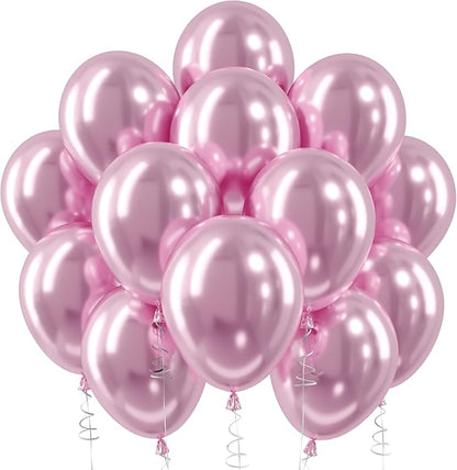 Metallic Pink Balloons, 12 Inch Chrome Light Pink Latex Party Balloons | 30 by Jobkoo
