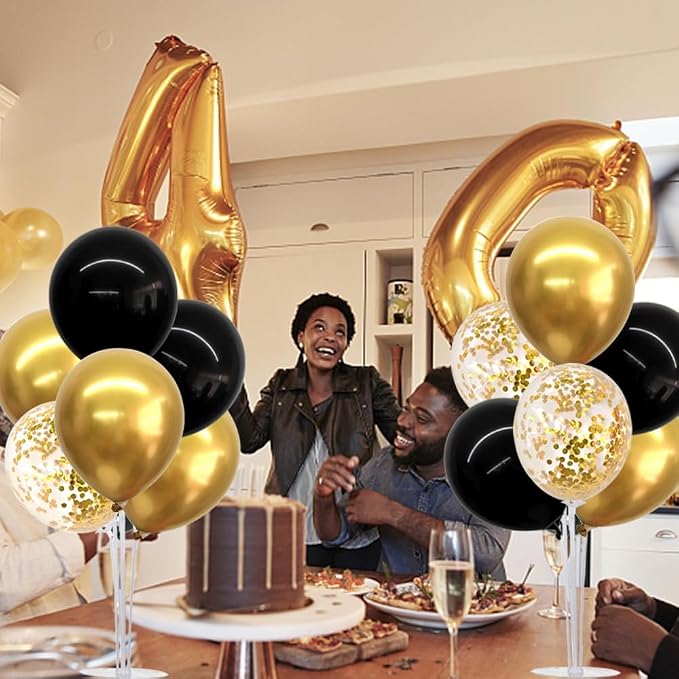 TONIFUL 6 Set Black Gold Balloon Stand Balloon Centerpieces - Image 9