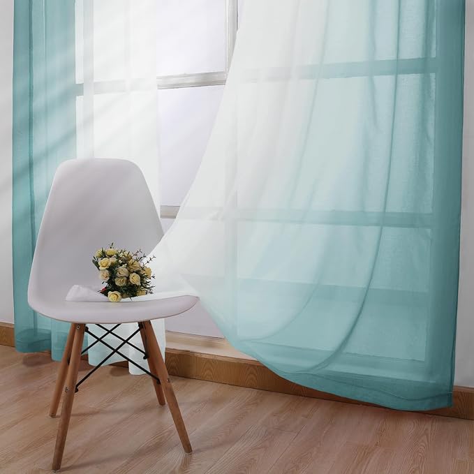 DWCN Faux Linen Ombre Sheer Curtains - Image 5