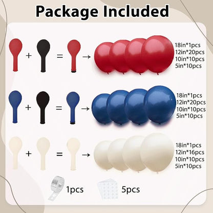 Red White Blue Balloons Arch Kit Double Stuffed, Party. | Dark Ruby Red - Image 2